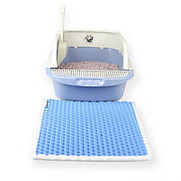 Лоток для котів CAT IN BOX з лопаткою відкритий високий 43х30,5х18 см блакитний / Туалет для кота, фото 3