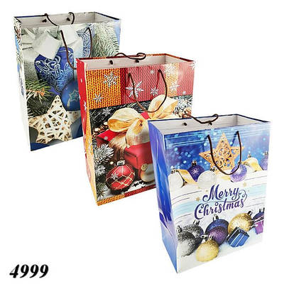 Новорічний пакет паперовий подарунковий 30х45 см (12шт)