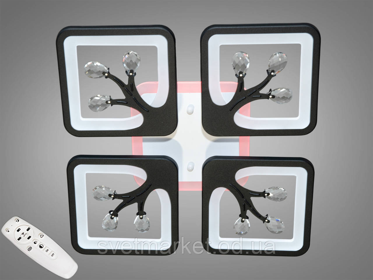 LED люстра з димером і підсвіткою S8157/4BK LED 3color dimmer, фото 1