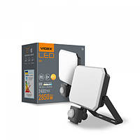 LED прожектор VIDEX F3 30W 5000K з датчиком руху 220V Black (VLE-F3-0305B-S)