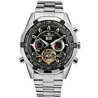 Наручные Мужские часы металлические серебряные Forsining Texas BUYT Наручний Чоловічий годинник металевий