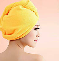 Рушник-тюрбан, чалма для сушіння волосся. Жовтий