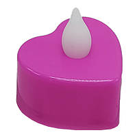 Декоративная свеча "Сердце" Bambi CX-19 LED, 3см Фиолетовый, Toyman