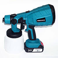 Акумуляторний краскопульт 24v з регулюванням ширини розпилення та 2 акумуляторами, фото 5