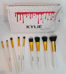 Набір пензлів для макіяжу в косметичці Kylie 9 шт.