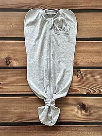 Пелюшка кокон для новонароджених малюків дитяча європелюшка на блискавці для дітей 0 - 6 місяців BST корона сірий