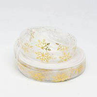 Стрічка з органзи 1,2 см (1 м) "Сніжинка велика" біла