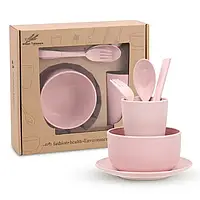 Набор Детской посуды (Розовый) / Эко набор посуды 6 предметов