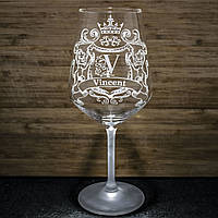Іменний бокал для вина з гравіюванням Монограми
