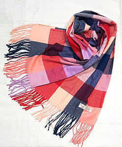 Шарф кашемір дрібна клітинка Рубі червоно-синій