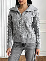 Женский теплый вязаный свитер Delft с V-образным воротником и молнией Svlr31
