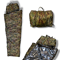 Тактический спальник спальный мешок для военных с подкладкой Omni-Heat с терморегуляцией / водонепрониемый