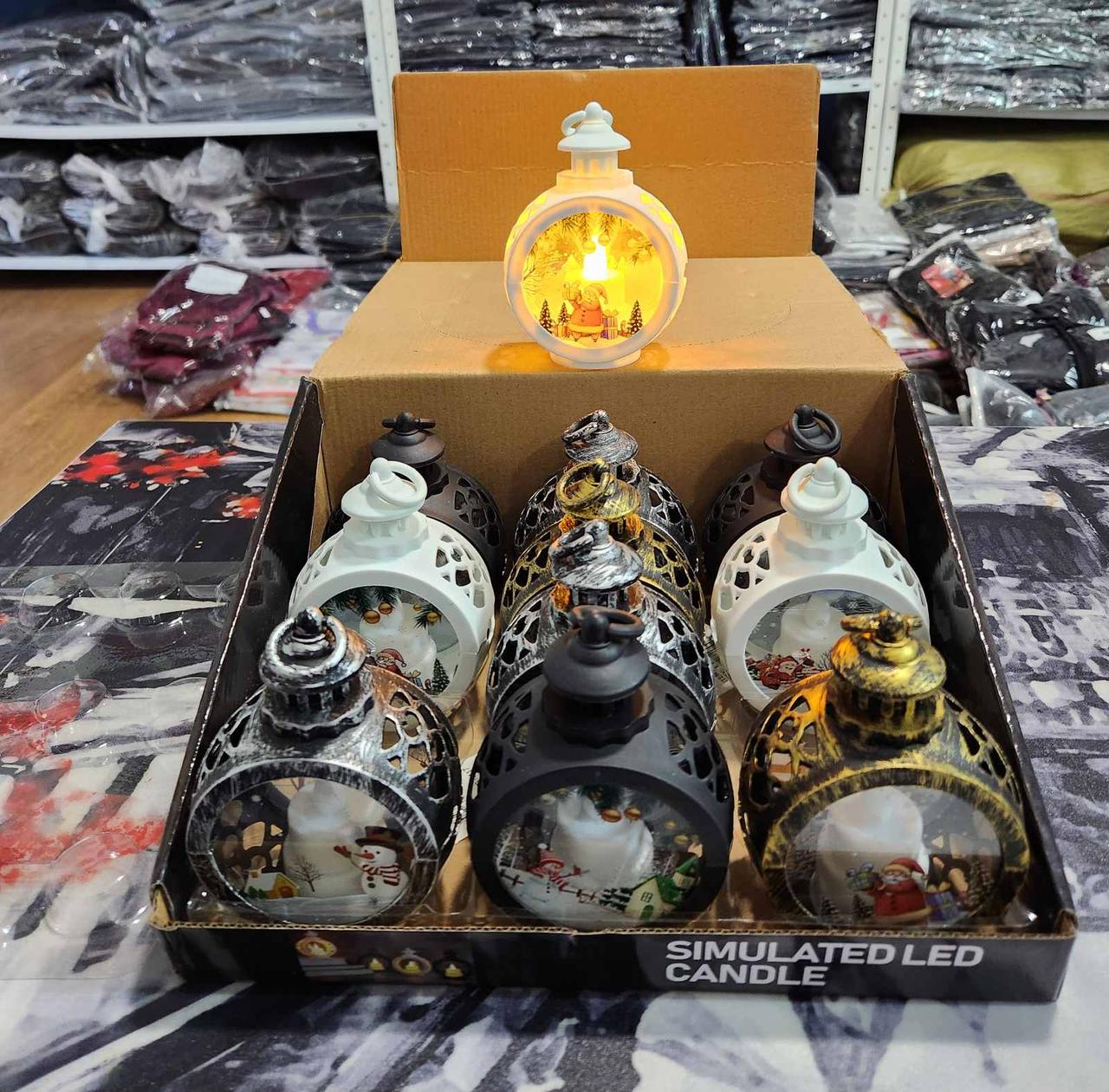 Новорічний ліхтарик у вигляді свічника з Led свічка 12см., фото 1