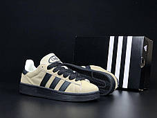 Чоловічі зимові кросівки Adidas Campus Beige Black winter Адідас Кампус бежеві замша тепле хутро зима В'єтнам, фото 3