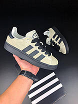 Чоловічі зимові кросівки Adidas Campus Beige Black winter Адідас Кампус бежеві замша тепле хутро зима В'єтнам, фото 5