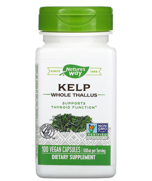 Nature's Way Kelp 600 mg 100 Veg Caps (ламінарія, йод)