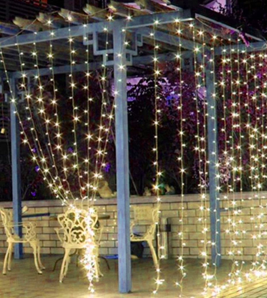 Вулична світлодіодна гірлянда штора 450 LED, 3x3м, прозорий каучук, статичний режим, 220В, IP65