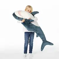 Детская мягкая плюшевая игрушка Акула ИКЕА 120 см Синяя Ikea