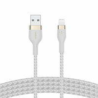 Кабель Belkin USB-A - Lightning переплет, силиконовый, с ремешком на магните, 1м, белый