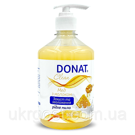 Рідке мило з дозатором Donat Мед з молоком 500 г, фото 2