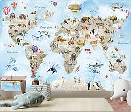 Шпалери Мапа Миру в Акварелі