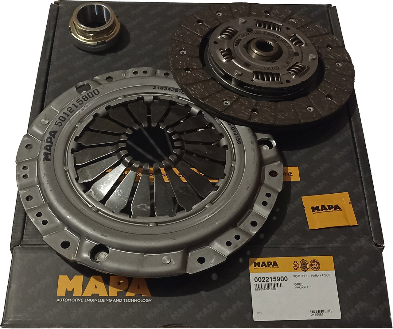 Комплект зчеплення MAPA 002215900 для DAEWOO LANOS 1.6 16V, NUBIRA (KLAJ) 1.6 16V, OPEL ASTRA F 1.8i, 2.0i 91-98, CALIBRA A 2.0i,