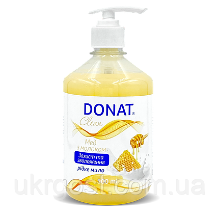 Рідке мило з дозатором Donat Мед з молоком 500 г, фото 1
