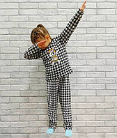 Домашняя пижама детская гусиная лапка пес патрон, вязаный комплект на девочку