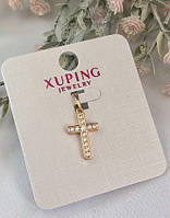 Хрестик в ніжно білих камінцях з фіаніту із медичного золота Xuping, ювелірні вироби,медичне золото,мед