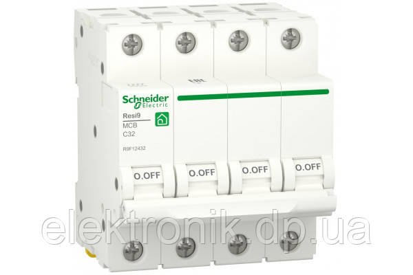 Автоматичний вимикач 6kA 4P 32A C, Resi9 Schneider Electric R9F12432