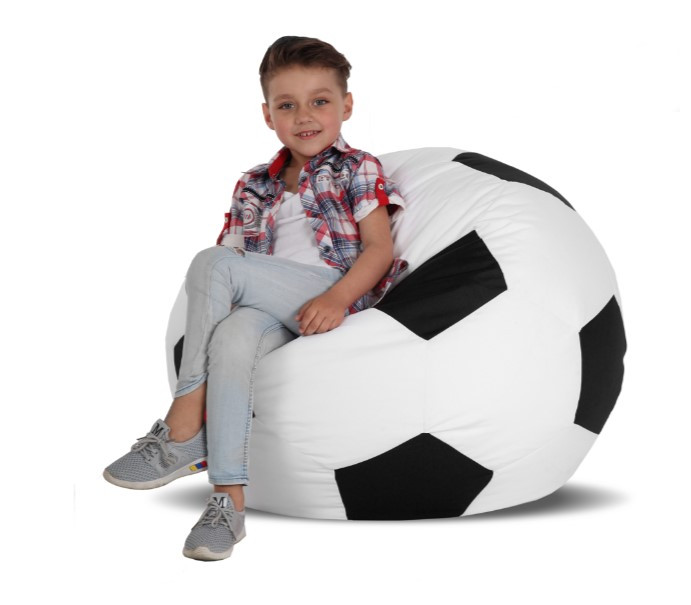 Кресло мешок мяч 100*100 см бело-черное в виде мяча, бескаркасное кресло мяч для детей и взрослых ткань оксфорд - фото 1 - id-p2015052424