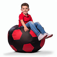 Кресло мешок мяч 100*100 см черно-красное в виде мяча, бескаркасное кресло мяч для детей и взрослых ткань оксфорд