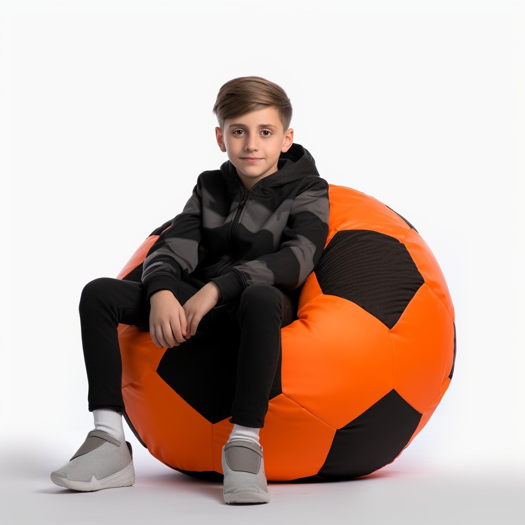 Кресло мешок мяч 70*70 см оранжево-черное в виде мяча, бескаркасное кресло мяч для детей и взрослых ткань оксфорд - фото 2 - id-p2015052445
