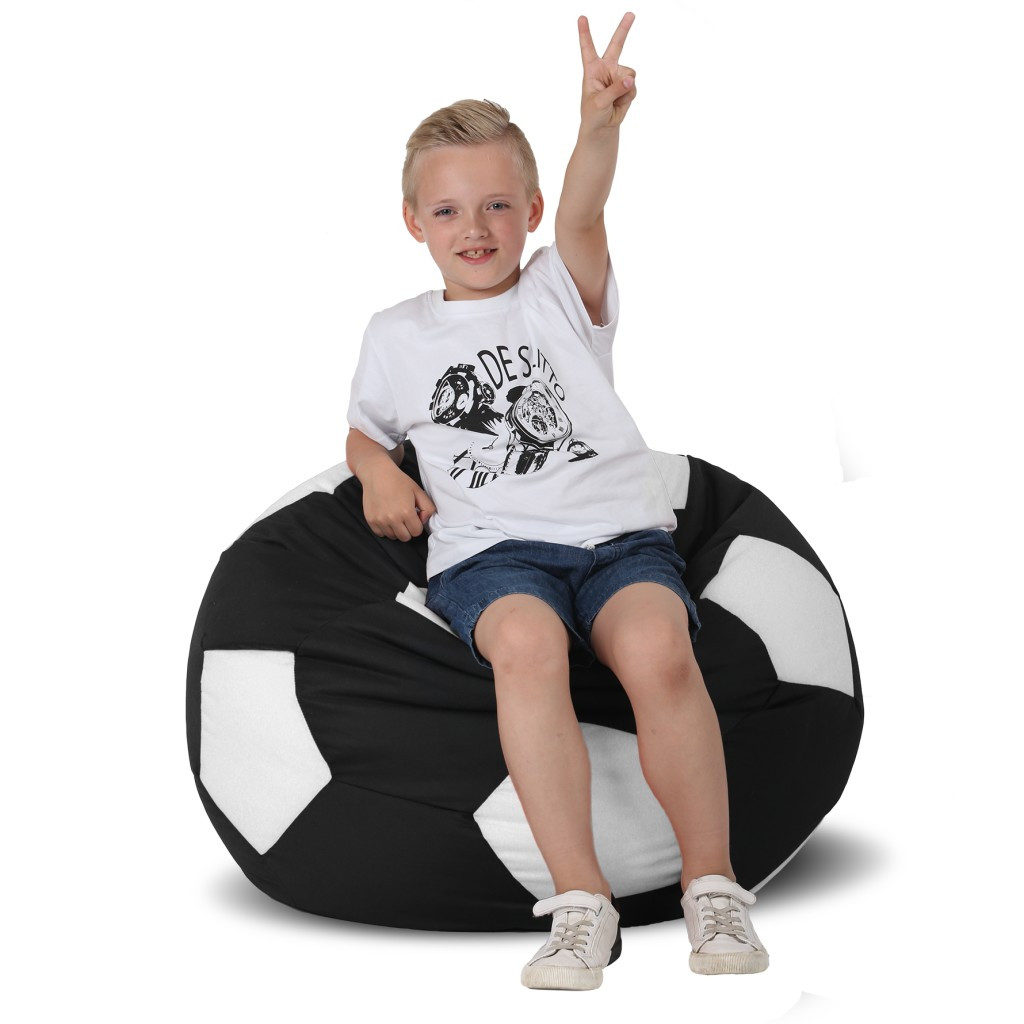 Кресло мешок мяч 100*100 см черно-белое в виде мяча, бескаркасное кресло мяч для детей и взрослых ткань оксфорд - фото 1 - id-p2015052449
