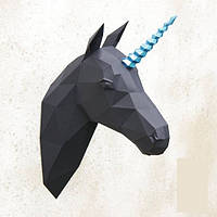 Набор для создания 3D фигур Паперкрафт Papercraft единорог спиральный рог