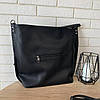 Велика жіноча замшева сумка формат А4 мішок рептилія чорна, фото 2