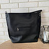 Велика жіноча замшева сумка формат А4 мішок рептилія чорна, фото 8
