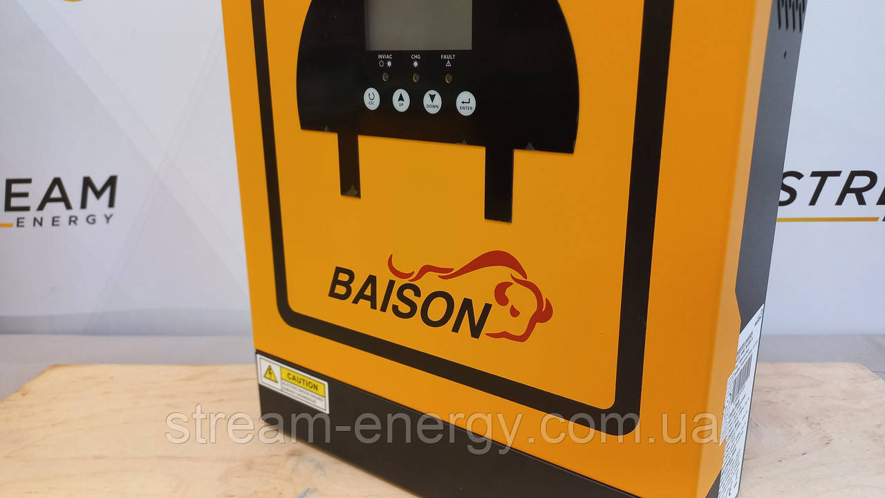 Гібридний інвертор 2,4кВт 24В BAISON SM-2400-24-BS для квартири, будинки, сонячних панелей, резервне живлення, фото 1