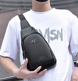 Чоловіча сумка-бананка слінг на груди Кенгуру, барсетка нагрудна