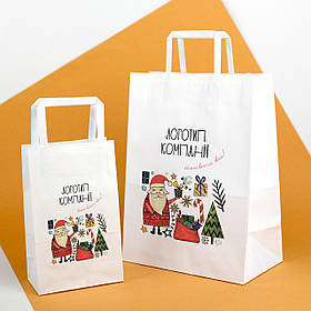 Друк на пакетах Новорічних 320*150*380 Подарункові Фірмові пакети з логотипом паперові