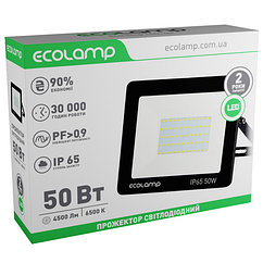 Світлодіодний прожектор ECOLAMP 50W 4500lm 6500K IP65