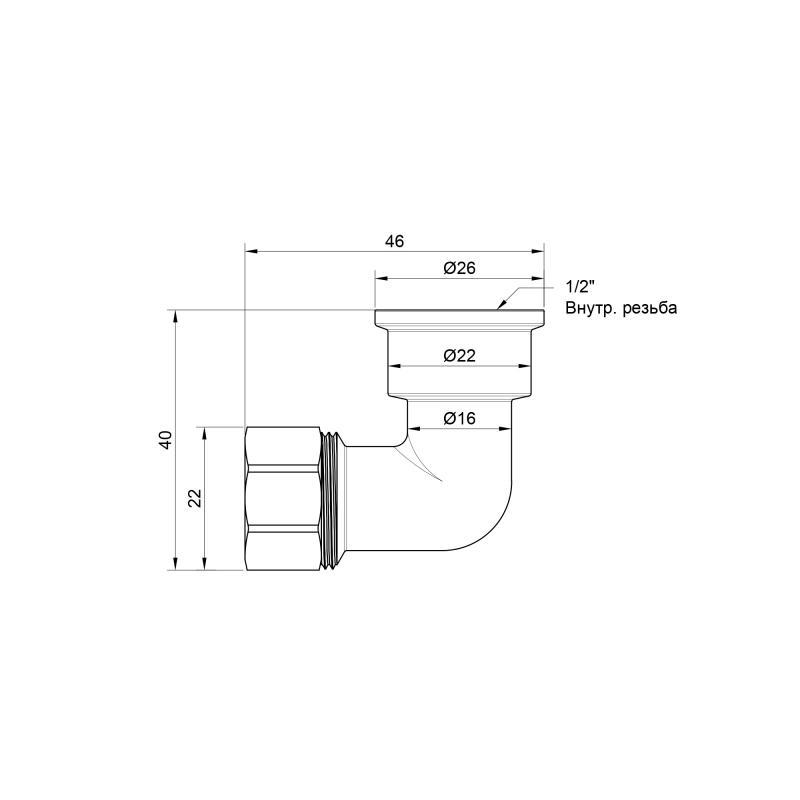 Кут обтискний SD Plus 16х1/2" ВР SD156W1615 - фото 2 - id-p2015060257