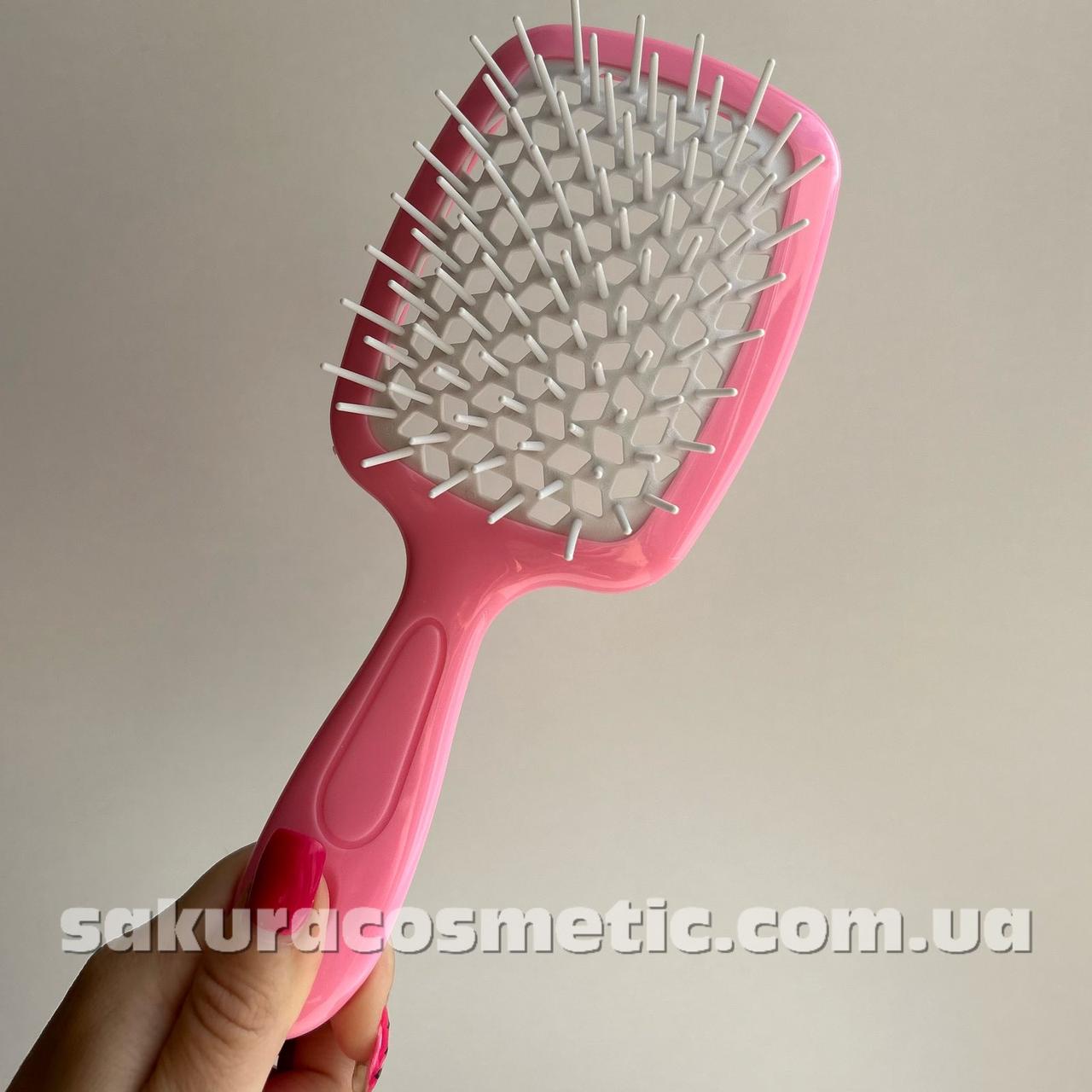 Розчіска Superbrush - Hollow comb /біла з рожевою ручкою/