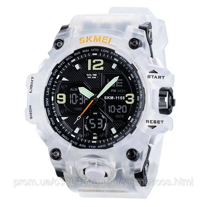 Годинник наручний чоловічий SKMEI 1155BWT, наручний годинник для військових, фірмовий спортивний годинник. Колір: білий