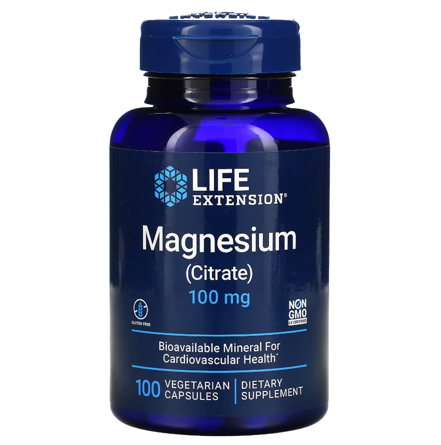 Life Extension, магній (цитрат), 100 мг, 100 вегетаріанських капсул