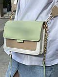 Жіноча сумка крос-боді на широкому ремінці зелена оливкова хакі, фото 3