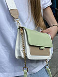 Жіноча сумка крос-боді на широкому ремінці зелена оливкова хакі, фото 7
