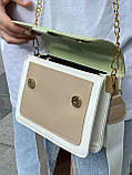 Жіноча сумка крос-боді на широкому ремінці зелена оливкова хакі, фото 4