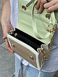 Жіноча сумка крос-боді на широкому ремінці зелена оливкова хакі, фото 6