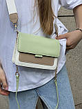 Жіноча сумка крос-боді на широкому ремінці зелена оливкова хакі, фото 10